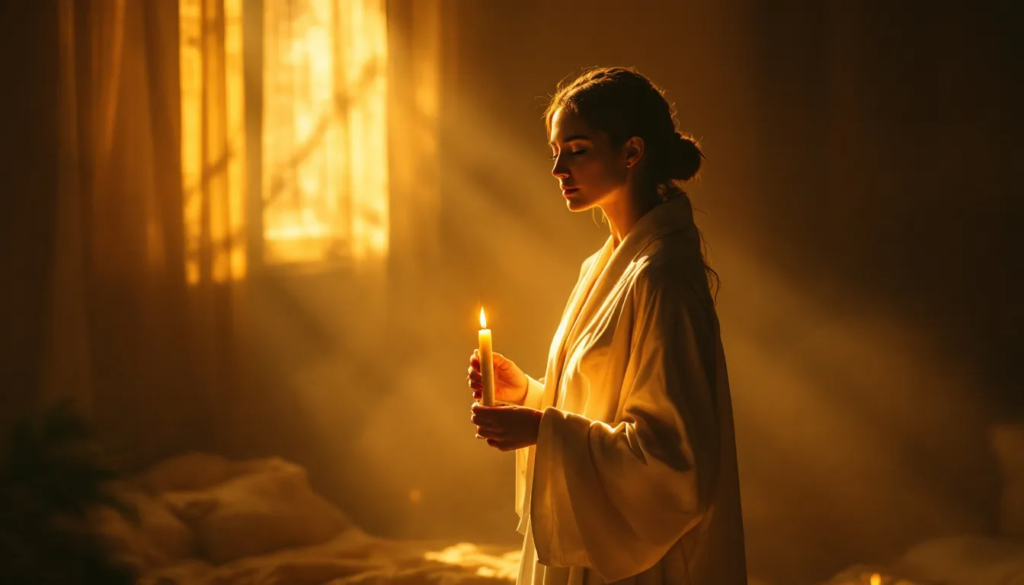 A person demonstrating common mistakes when lighting shabbat candles.