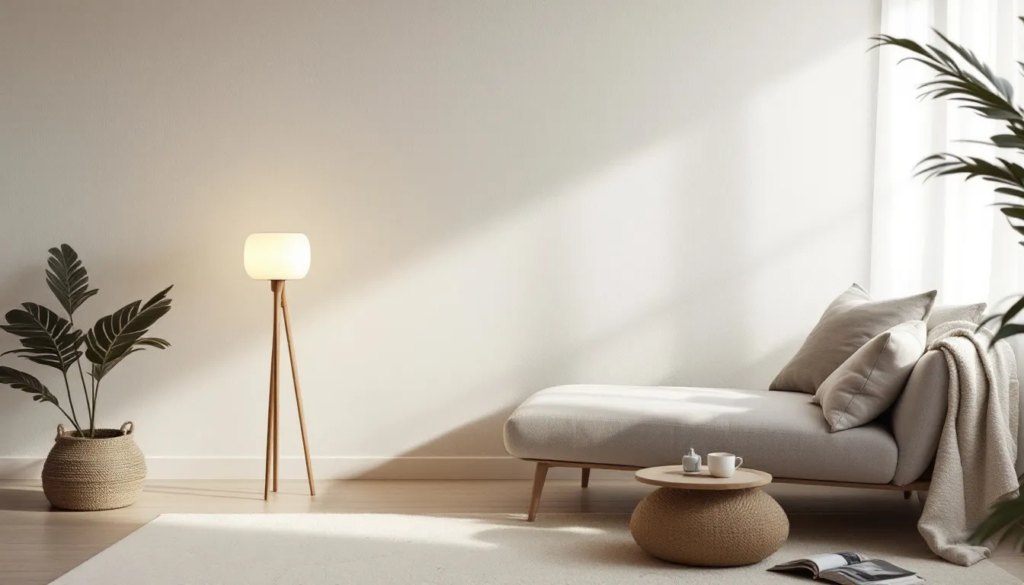 A beautifully designed shabbos lamp illuminating a cozy room.